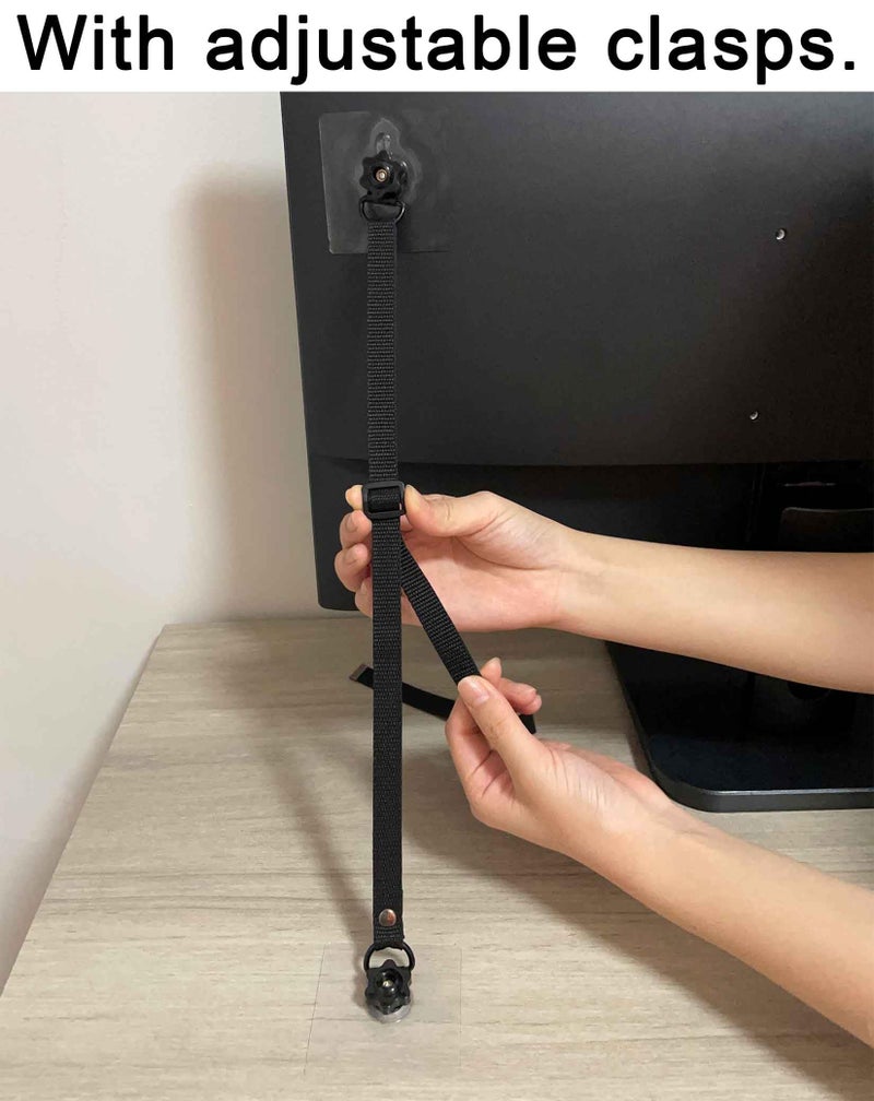 xicveiuz 6 Pcs No-Drill Flat Screen TV Safety Straps, Adhesive and Adjustable Anti-Tip Furniture Anchor Kit for Baby Proofing - Image 3